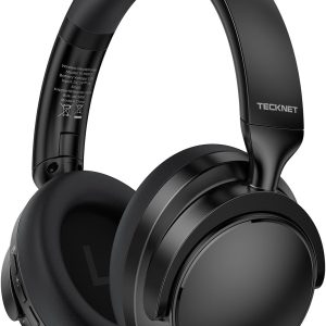 TECKNET Noise Cancelling Headphones Wireless & Wired, 70H Playtime Bluetooth Headphones Wireless Over Ear Built-in Mic, 3.5mm Cable Dual Connection Foldable Headset Comfort for Home Office Travel